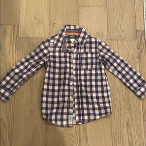 Boys OskKosh long sleeve button up plaid shirt